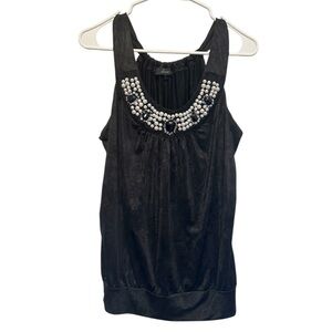 Y2K Era HeartSoul Black Top with Pearl and Gem Embellishments Large
